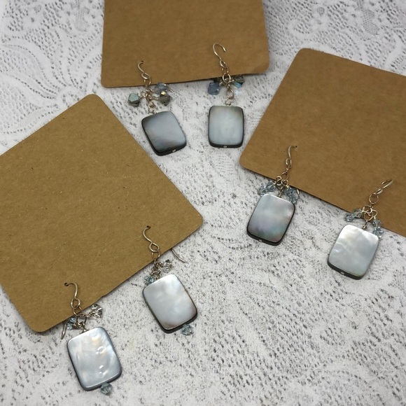 Artisan handcrafted abalone mop shell and crystal dangle earrings pick/choose - Picture 2 of 6